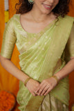 Aalaya Green Banarasi Half Saree Set
