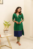 Bency Green & Blue Brocade Kurti Set