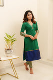 Bency Green & Blue Brocade Kurti Set