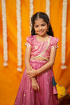 Maithiri Pink Silk Kids Lehenga Set mini