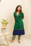 Bency Green & Blue Brocade Kurti Set