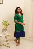 Bency Green & Blue Brocade Kurti Set