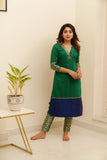 Bency Green & Blue Brocade Kurti Set