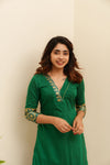 Bency Green & Blue Brocade Kurti Set
