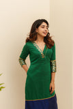 Bency Green & Blue Brocade Kurti Set