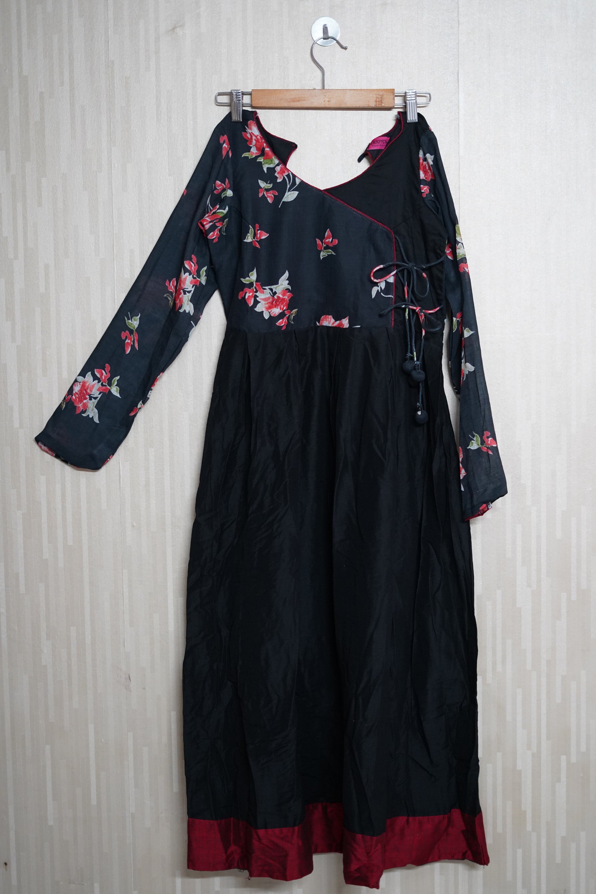 GRG - Aasha black linen drape dress