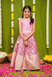 Aalaya Pink Banarasi Organza Lehenga Mini (Set of 2)