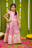 Aalaya Pink Banarasi Organza Lehenga Mini (Set of 2)