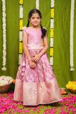 Aalaya Pink Banarasi Organza Lehenga Mini (Set of 2)
