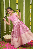 Aalaya Pink Banarasi Organza Lehenga Mini (Set of 2)