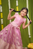 Aalaya Pink Banarasi Organza Lehenga Mini (Set of 2)
