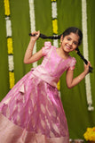 Aalaya Pink Banarasi Organza Lehenga Mini (Set of 2)