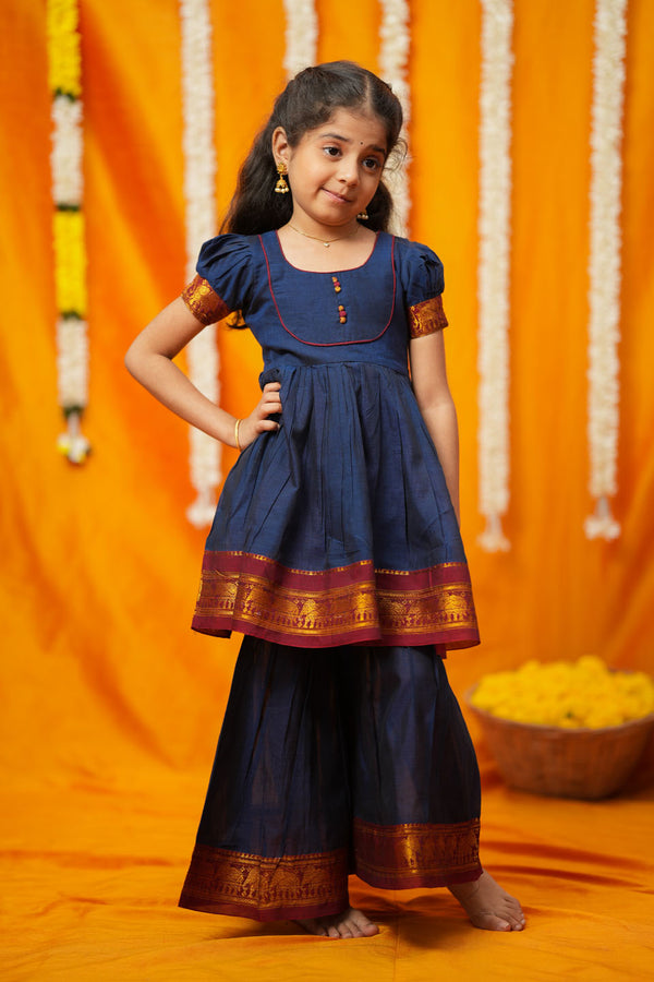 Ezhili Navy Handloom Kids mini