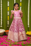 Aalaya Pink Banarasi Organza Lehenga Mini (Set of 2)