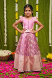 Aalaya Pink Banarasi Organza Lehenga Mini (Set of 2)