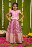 Aalaya Pink Banarasi Organza Lehenga Mini (Set of 2)