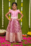 Aalaya Pink Banarasi Organza Lehenga Mini (Set of 2)