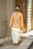 Arsh - Musturd Brush Painted Print Kurta