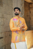 Arsh - Musturd Brush Painted Print Kurta