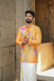 Arsh - Musturd Brush Painted Print Kurta
