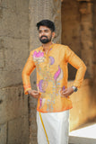 Arsh - Musturd Brush Painted Print Kurta