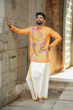 Arsh - Musturd Brush Painted Print Kurta