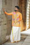 Arsh - Musturd Brush Painted Print Kurta