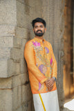 Arsh - Musturd Brush Painted Print Kurta