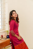 Bency Magenta & Orange Brocade Kurti Set