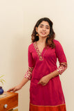 Bency Magenta & Orange Brocade Kurti Set