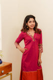 Bency Magenta & Orange Brocade Kurti Set