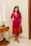 Bency Magenta & Orange Brocade Kurti Set