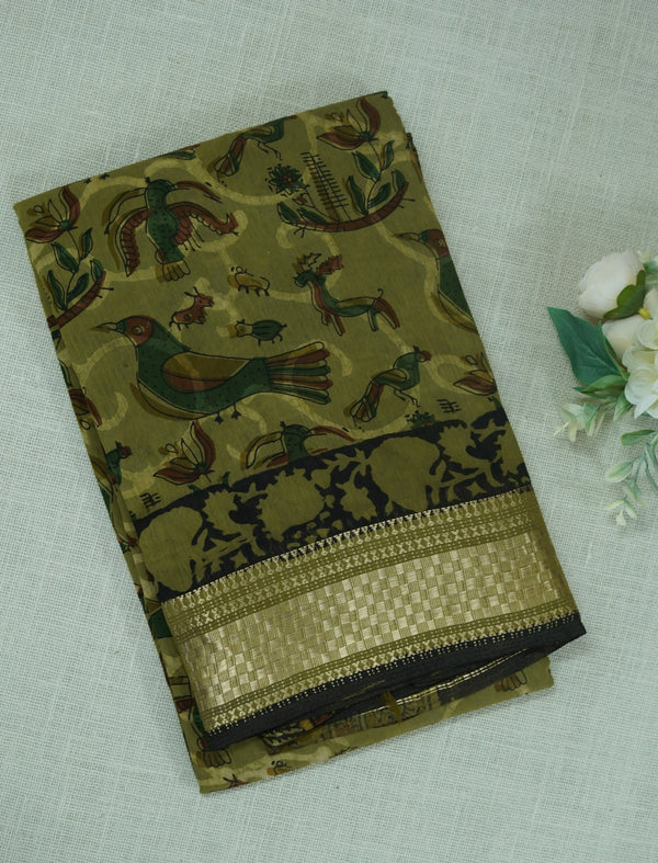 Moss Green Chettinad Cotton Saree