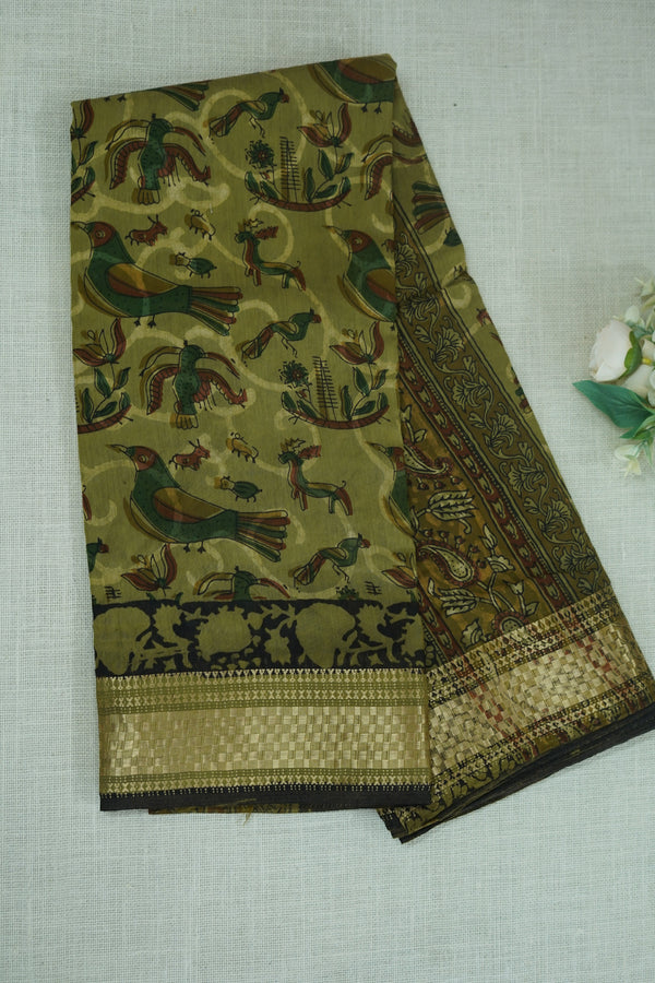 Moss Green Chettinad Cotton Saree