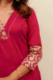 Bency Magenta & Orange Brocade Kurti Set