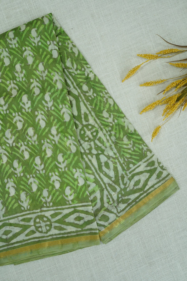 Green Printed Chettinad Cotton Saree