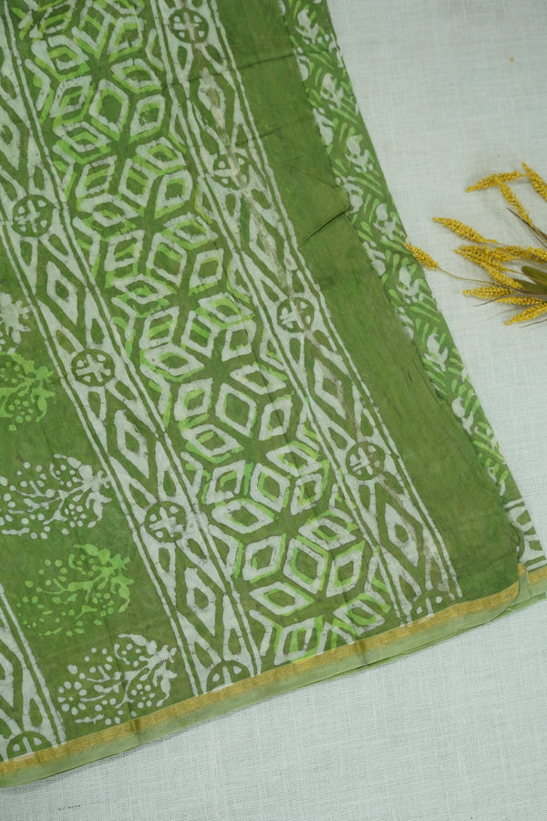 Green Printed Chettinad Cotton Saree