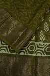 Printed Olive Chettinad Cotton Saree