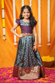 Agalvili Wine & Blue Lehenga Mini