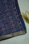 Blue and Mauve Chettinad Cotton Saree with Zari
