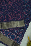 Blue and Mauve Chettinad Cotton Saree with Zari