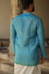 Arsh - Blue Brush Painted print Kurta
