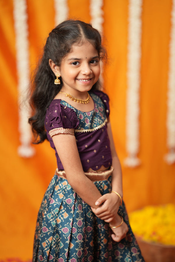 Agalvili Wine & Blue Lehenga Mini