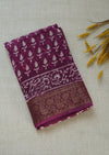 Magenta Chettinad Cotton Saree with Gold Zari