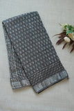 Printed Grey Handloom Chettinad Cotton Saree