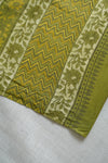 Beige with Yellow Green Floral Print Handloom Chettinad Cotton Saree