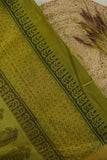 Olive Green Leaf Print Chettinad Cotton Saree