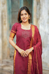 Riddhi Maroon Kurti Set (Set of 2 )