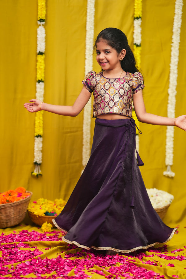 Tashi Purple Croptop Skirt Mini (Set of 2)