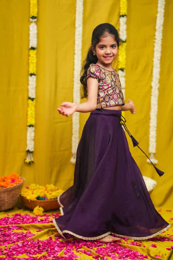 Tashi Purple Croptop Skirt Mini (Set of 2)